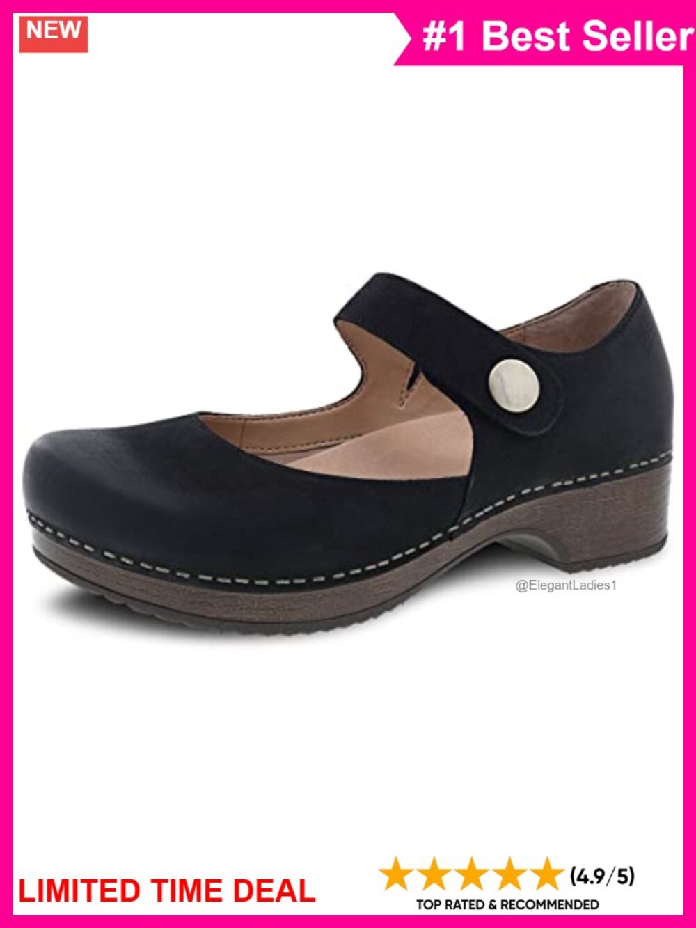 Dansko Beatrice Mary Jane Clog Leather Memory Foam Comfort Shoes